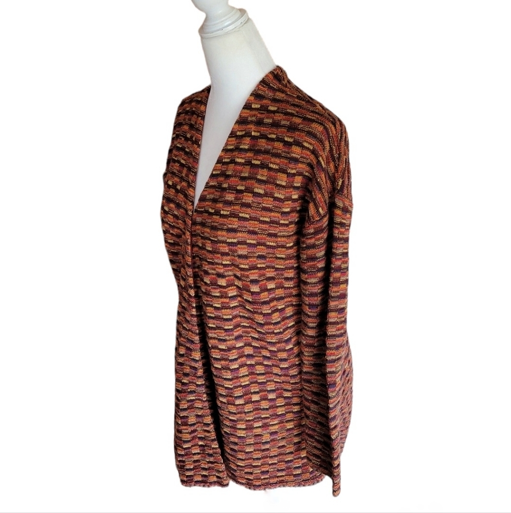 alice + olivia | Cashmere Wool Blend Rustic Multicolor Open Cardigan Small - Picture 4 of 8